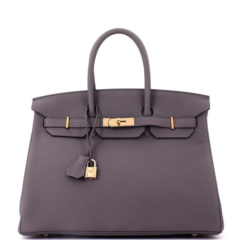 Hermes Birkin Handbag Grey Togo with Rose Gold Hardware 35: Condition: Pre-owned - Excellent,Brand: Hermes,Exterior Material: Leather,Style: Totes,Exterior Color: Gray,Department: Women,Size: 35,Accessories: Lock, Dust Bag, Keys, Clochette, Box 