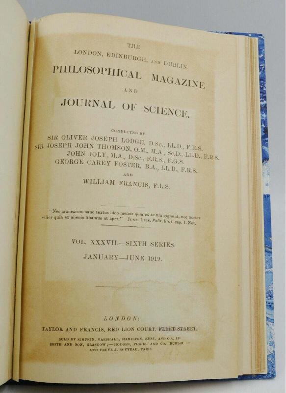 Ernest Rutherford ~ COLLISION OF PARTICLES ~ FIRST EDITION 1919 1911 1st Atomic - 3