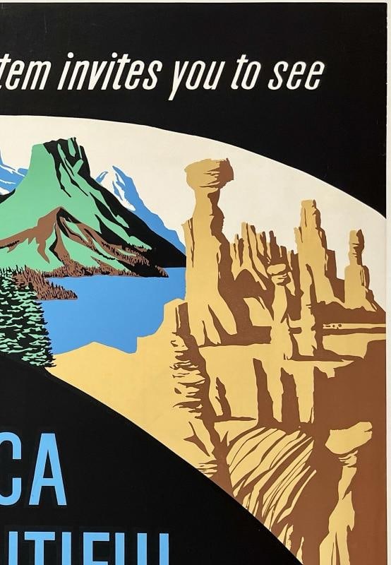 TOMORROWLAND AMERICA THE BEAUTIFUL Original Vintage Disneyland Poster LINEN RARE - 3