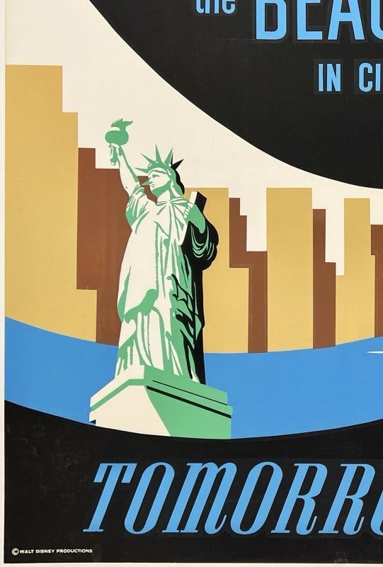 TOMORROWLAND AMERICA THE BEAUTIFUL Original Vintage Disneyland Poster LINEN RARE - 4