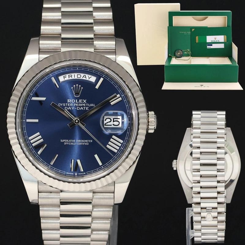 MINT PAPERS Rolex 40 White Gold President Day Date Blue Roman 228239 Watch Box/Papers: Condition: Pre-owned - Excellent,Brand: Rolex,Department: Men,Type: Wristwatch,Country of Origin: Switzerland 