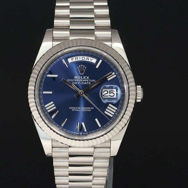 MINT PAPERS Rolex 40 White Gold President Day Date Blue Roman 228239 Watch Box/Papers - 2