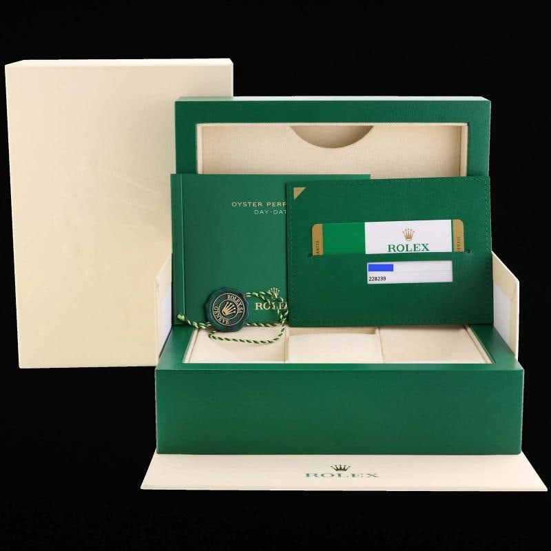 MINT PAPERS Rolex 40 White Gold President Day Date Blue Roman 228239 Watch Box/Papers - 7