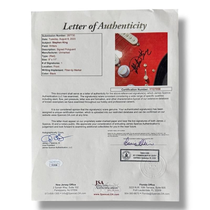 Stephen King Signed Guitar JSA COA Custom Graphics It Misery Pet Cemetery - 4