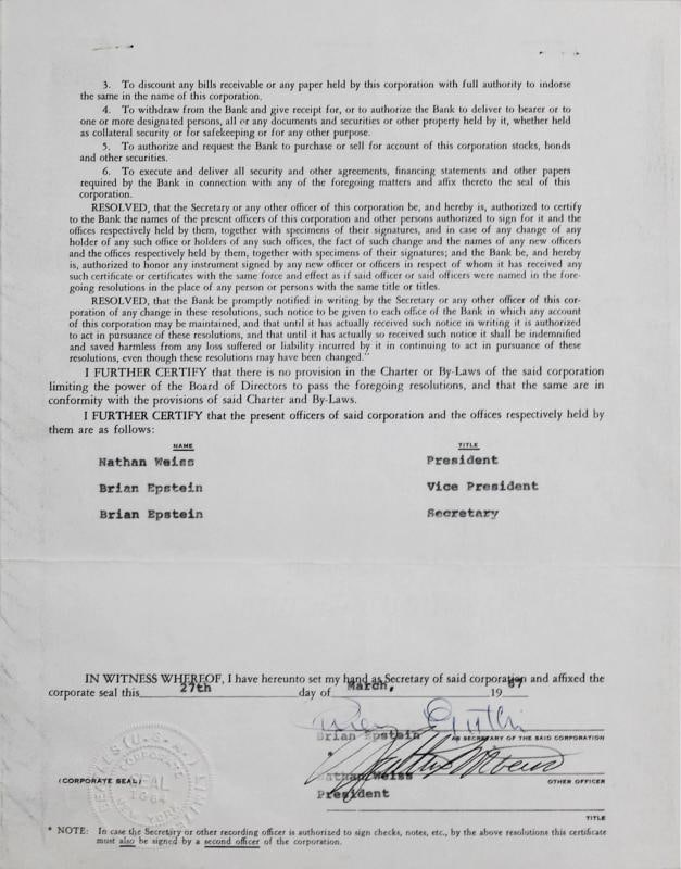 Brian Epstein The Beatles Signed 4 Page 8.5x11 1967 Contract BAS - 2