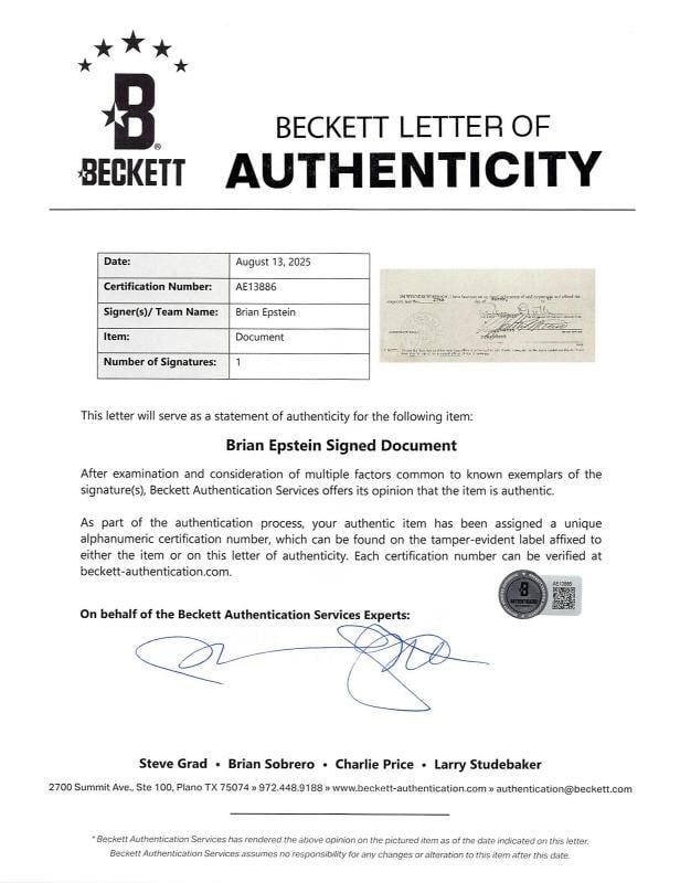 Brian Epstein The Beatles Signed 4 Page 8.5x11 1967 Contract BAS - 6