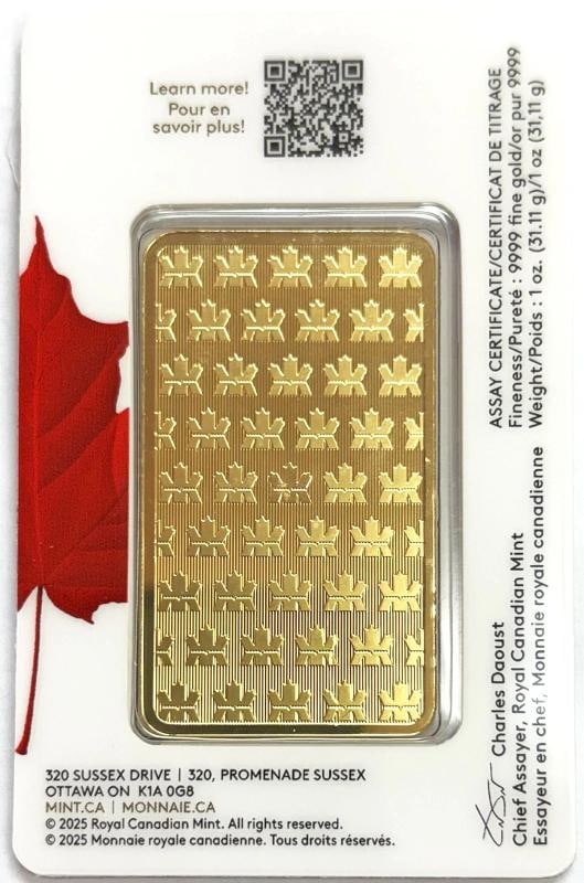 CANADA GOLD 1 OZ SEALED ROYAL CANADIAN MINT BAR NEW W/ ASSAY CARD - 2