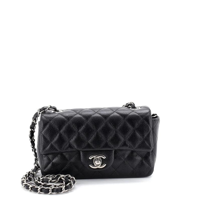 Chanel Classic Single Flap Bag Quilted Caviar Mini: Condition: Pre-owned - Good,Brand: Chanel,Exterior Material: Leather,Style: Cross Body Bags,Exterior Color: Black,Department: Women,Size: Mini 