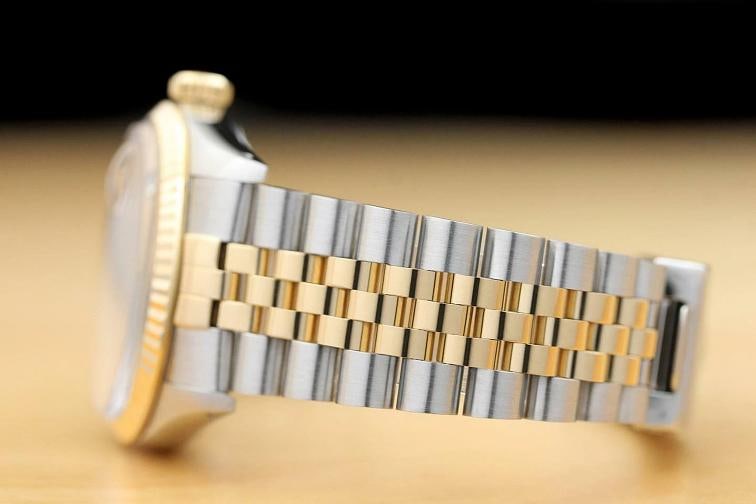 ROLEX MENS DATEJUST 16013 BLUE DIAL 18K YELLOW GOLD STAINLESS STEEL WATCH - 5