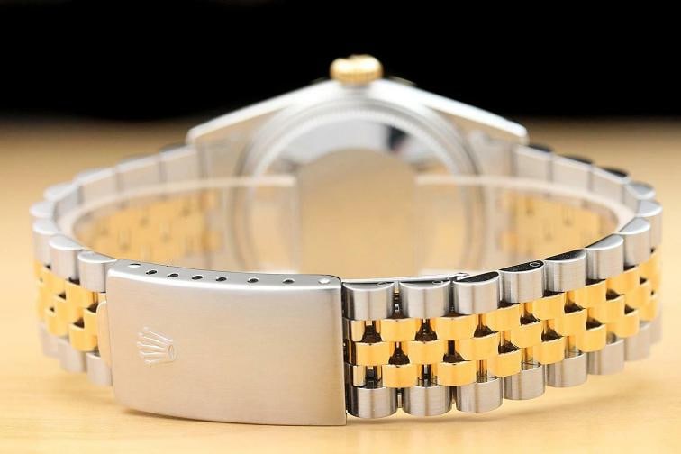 ROLEX MENS DATEJUST 16013 BLUE DIAL 18K YELLOW GOLD STAINLESS STEEL WATCH - 6