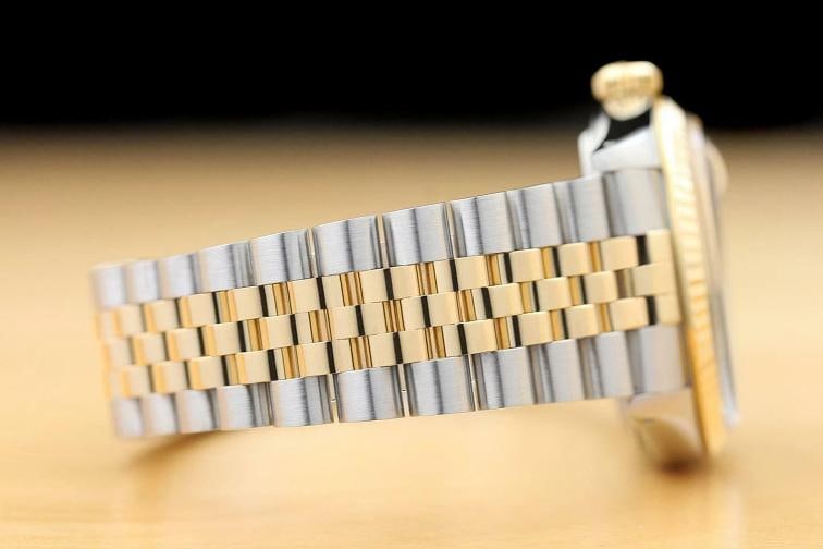 ROLEX MENS DATEJUST 16013 BLUE DIAL 18K YELLOW GOLD STAINLESS STEEL WATCH - 8