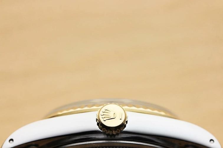 ROLEX MENS DATEJUST 16013 BLUE DIAL 18K YELLOW GOLD STAINLESS STEEL WATCH - 9