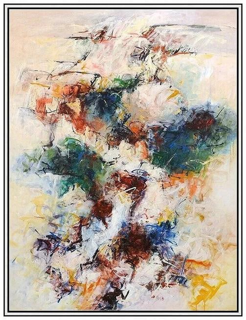 Mary Lou Siefker Large Original Acrylic Painting Canvas Abstract Signed Framed: Artist: Mary Lou Siefker,Signed: Yes,Size: Large,Title: Celebrate The Beginning Original,Material: Canvas,Certificate of Authenticity (COA): Yes,Framing: Framed,Subject: Abstract,Type: