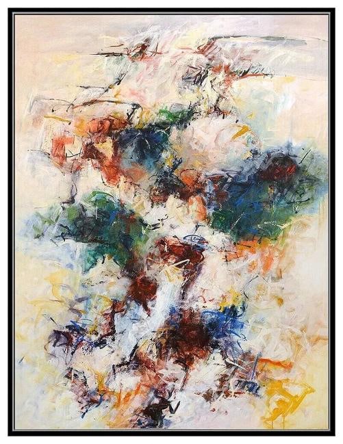 Mary Lou Siefker Large Original Acrylic Painting Canvas Abstract Signed Framed - 3