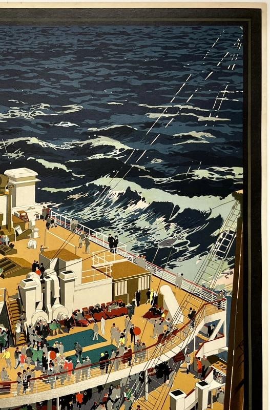 Original Vintage Poster UNITED STATES LINES LEVIATHAN Cruise Ship Travel OL - 3