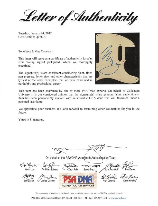 Neil Young Authentic Signed Fender Squier Telecaster Electric Guitar PSA - 5