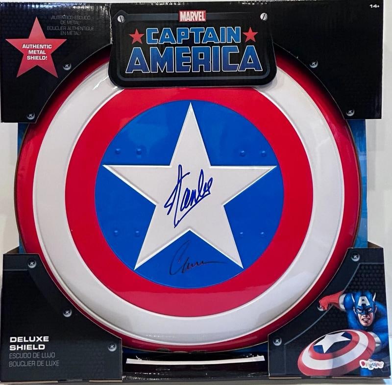 STAN LEE CHRIS EVANS Signed Autograph Captain America Shield JSA (1 of 3)