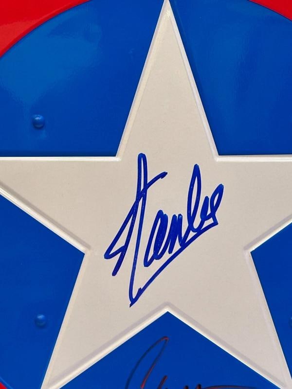 STAN LEE CHRIS EVANS Signed Autograph Captain America Shield JSA - 2