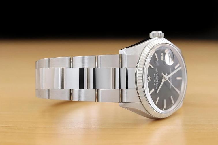 ROLEX DATEJUST 1601 BLACK DIAL 18K WHITE GOLD STAINLESS STEEL OYSTER WATCH - 7