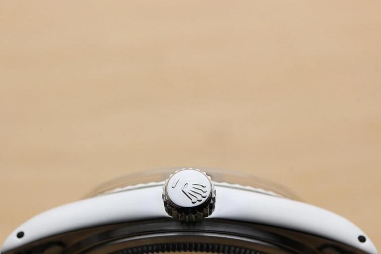 ROLEX DATEJUST 1601 BLACK DIAL 18K WHITE GOLD STAINLESS STEEL OYSTER WATCH - 9