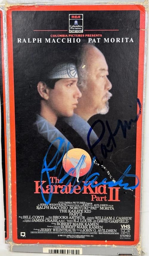 RALPH MACCHIO PAT MORITA Signed Autograph "The Karate Kid Part 2" VHS Cover JSA: Industry: Movies,Original/Reproduction: Original,Country of Origin: United States 