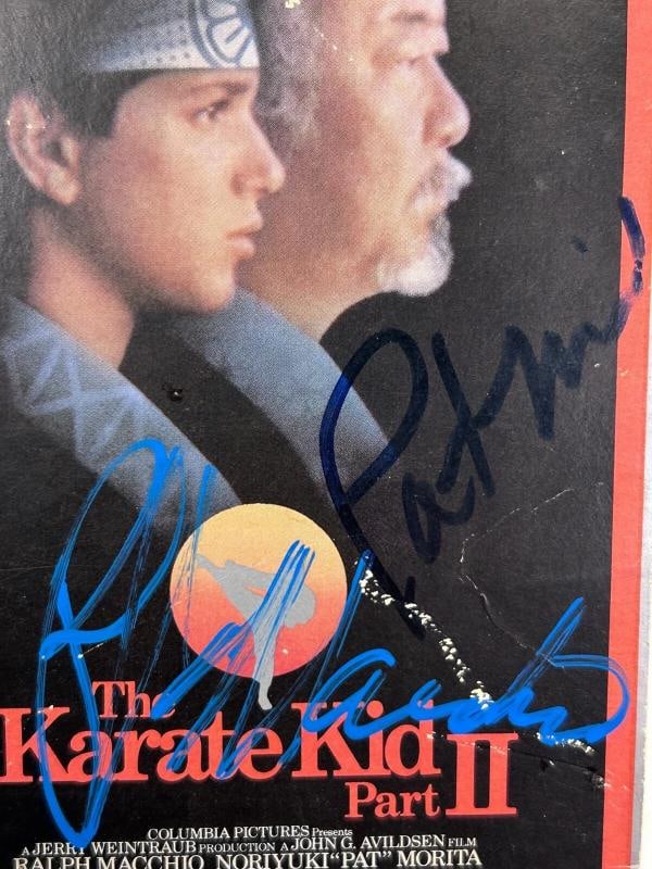 RALPH MACCHIO PAT MORITA Signed Autograph "The Karate Kid Part 2" VHS Cover JSA - 2