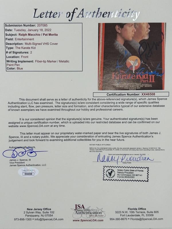 RALPH MACCHIO PAT MORITA Signed Autograph "The Karate Kid Part 2" VHS Cover JSA - 3