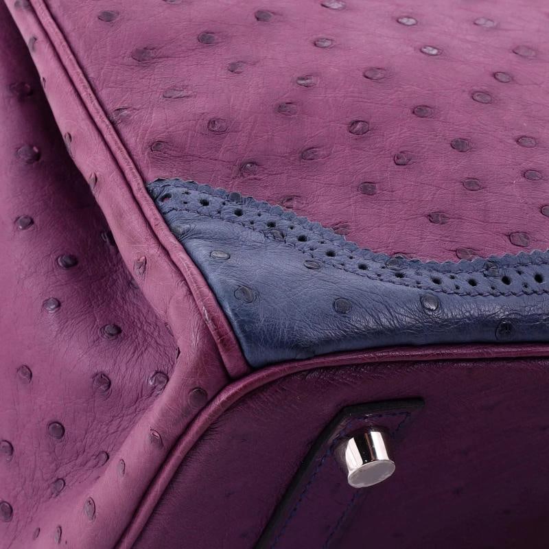 Hermes Birkin Ghillies Bag Tricolor Ostrich with Palladium Hardware 30 - 8