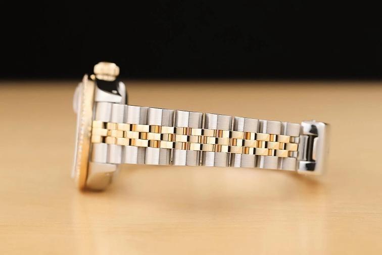 ROLEX LADIES DATEJUST 69173 BLACK DIAMOND 18K YELLOW GOLD STEEL JUBILEE WATCH - 5