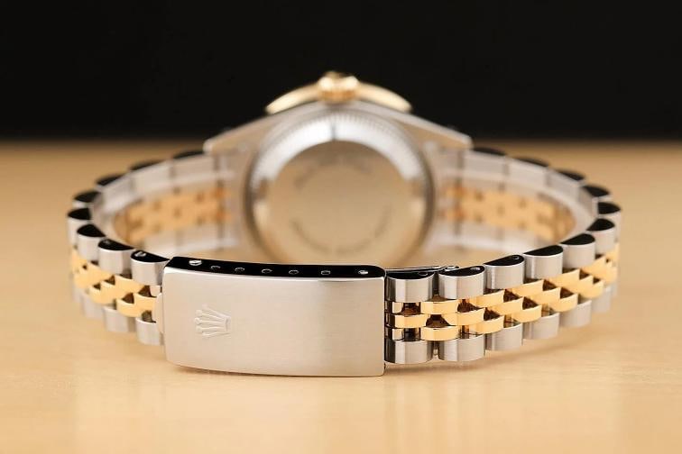 ROLEX LADIES DATEJUST 69173 BLACK DIAMOND 18K YELLOW GOLD STEEL JUBILEE WATCH - 6