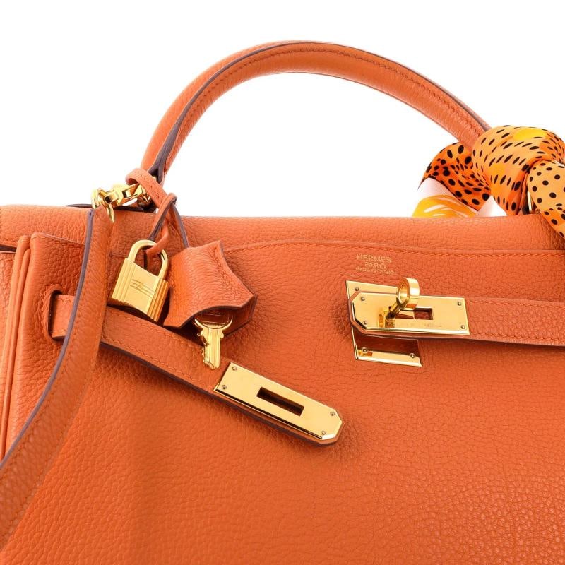 Hermes Kelly Handbag Orange Togo with Gold Hardware 32 - 6