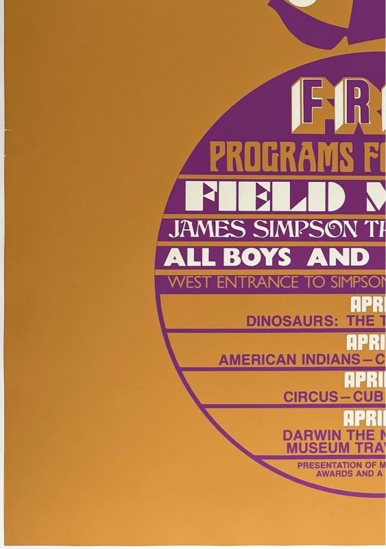 Original Vintage Poster FIELD MUSEUM PROGRAMS FOR CHILDREN Silkscreen RARE LINEN - 4