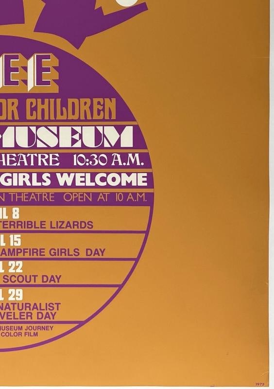 Original Vintage Poster FIELD MUSEUM PROGRAMS FOR CHILDREN Silkscreen RARE LINEN - 5