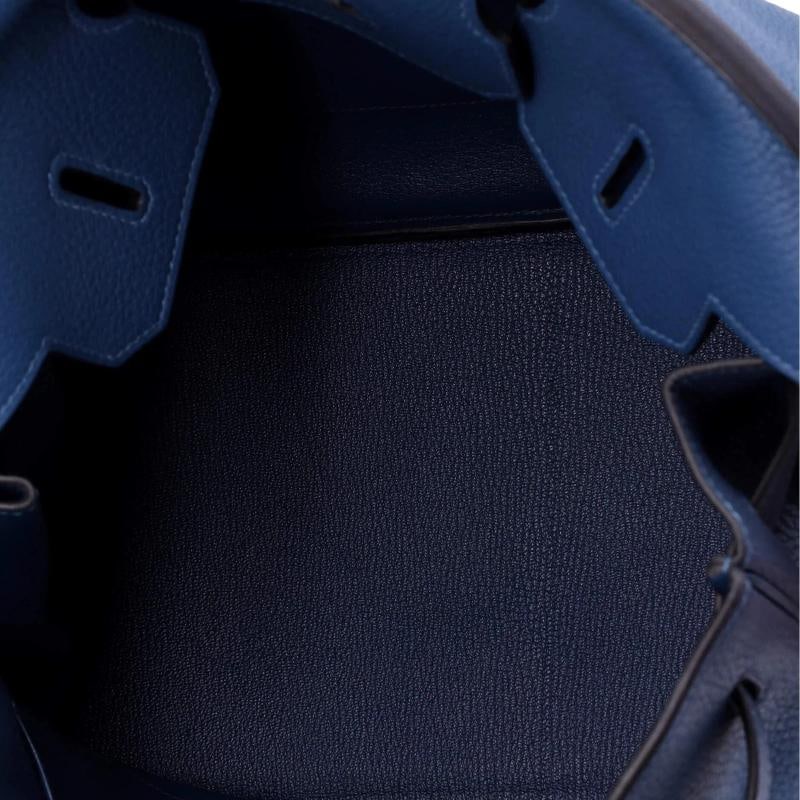 Hermes Birkin Handbag Blue Clemence with Gold Hardware 35 - 6