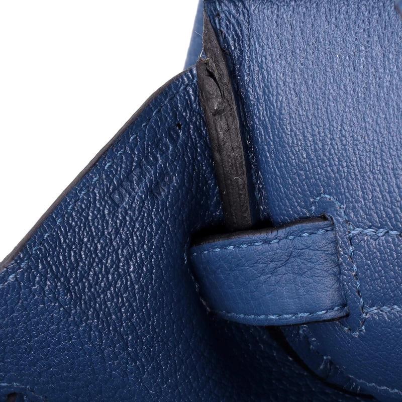 Hermes Birkin Handbag Blue Clemence with Gold Hardware 35 - 7