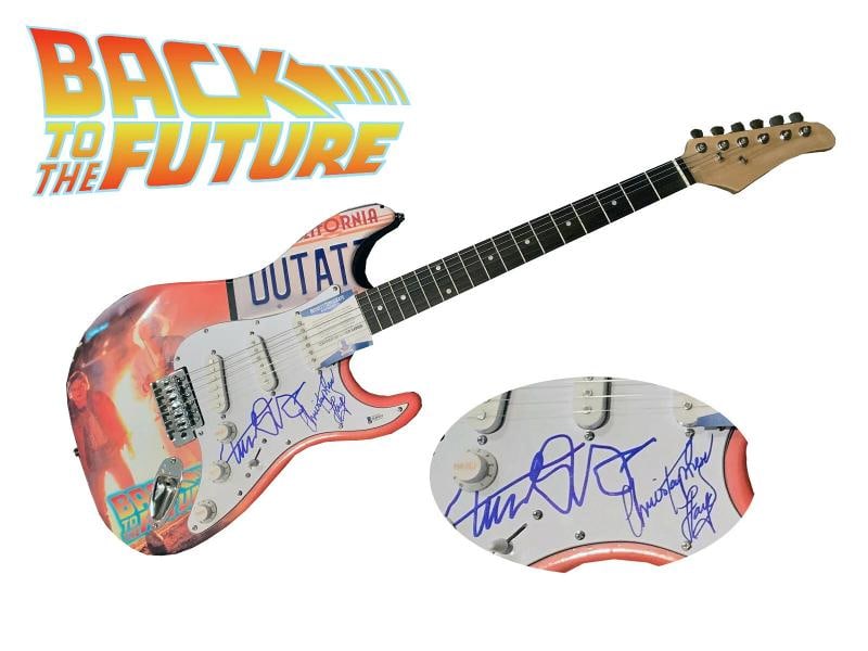 MICHAEL J FOX CHRISTOPHER LLOYD SIGNED AUTO FULL SIZE CUSTOM GUITAR BECKETT BAS: Industry: Movies,Signed by: MICHAEL J FOX & CHRISTOPHER LLOYD,Autograph Authentication: Beckett,Original/Reproduction: Original,Country of Origin: United States 