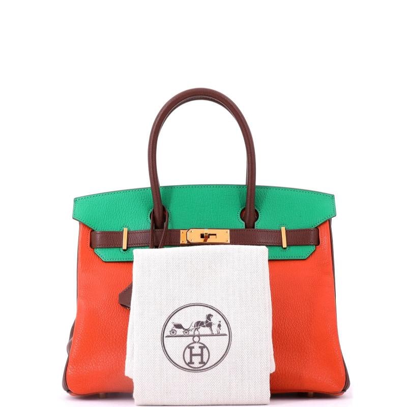 Hermes Birkin Handbag Tricolor Chevre Mysore with Gold Hardware 30 - 2