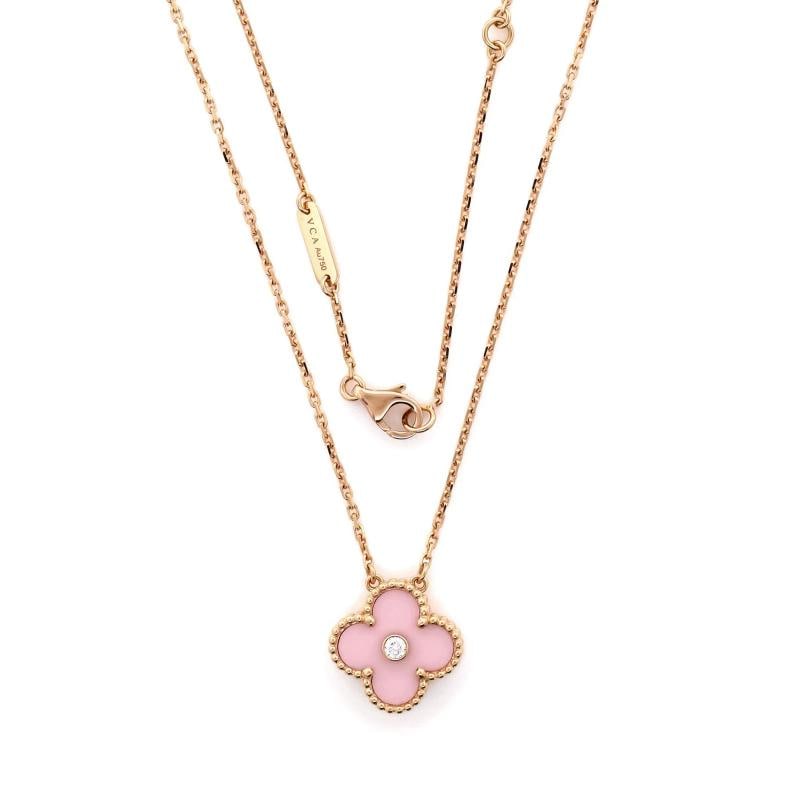 Van Cleef & Arpels Vintage Alhambra Pendant Necklace 18K Rose Gold and Pink - 2