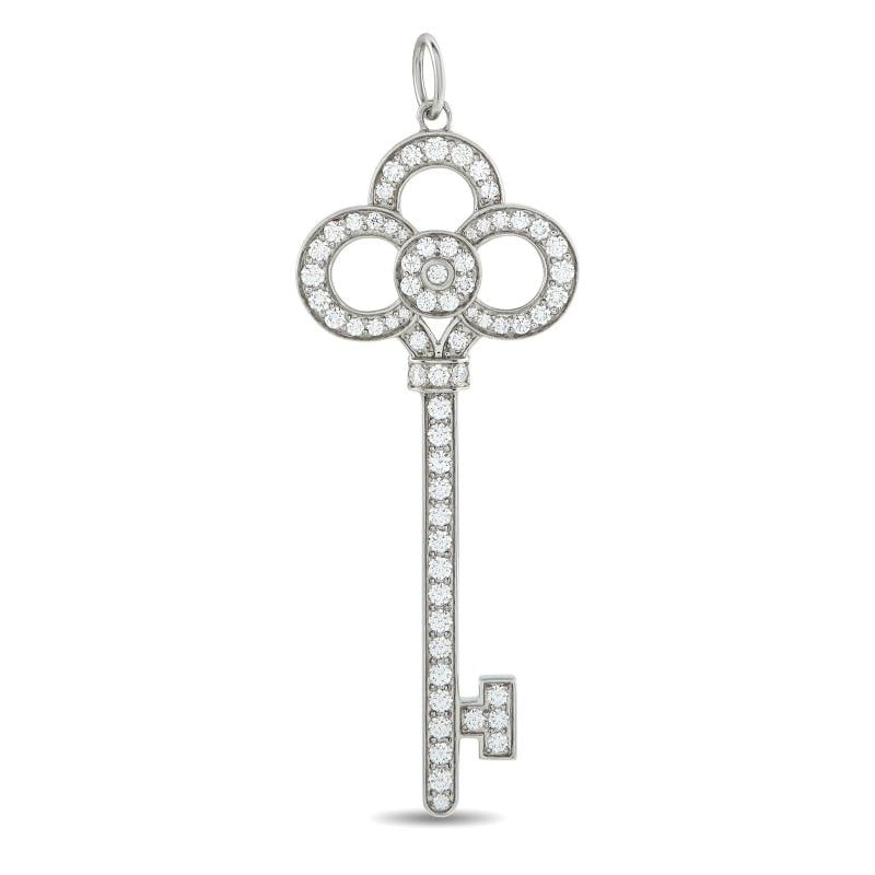 Tiffany & Co. Keys Platinum 0.64ct Diamond Crown Key Pendant: Condition: Pre-owned - Good: This item has been gently used but is in good condition. It might have a few signs of wear, like light scratches or tarnishing. ,Brand: Tiffany & Co.,Main Stone: See Descr