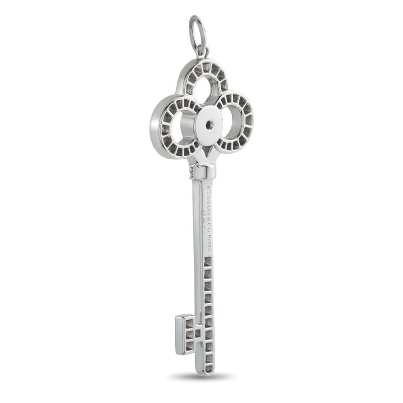 Tiffany & Co. Keys Platinum 0.64ct Diamond Crown Key Pendant - 2