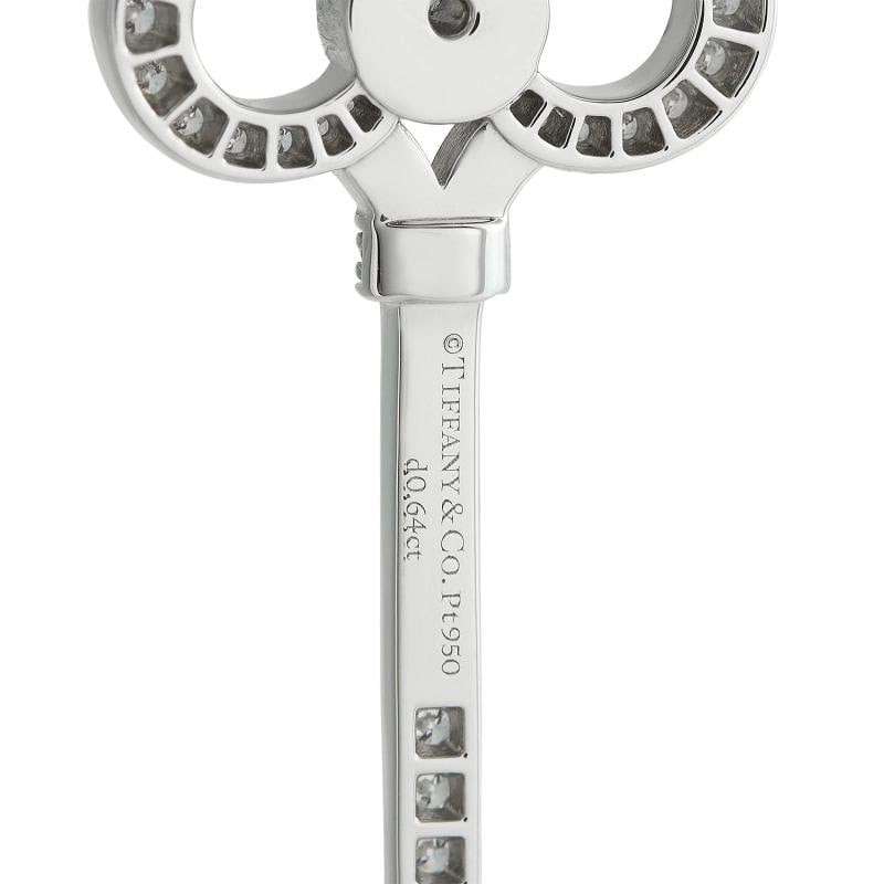 Tiffany & Co. Keys Platinum 0.64ct Diamond Crown Key Pendant - 3
