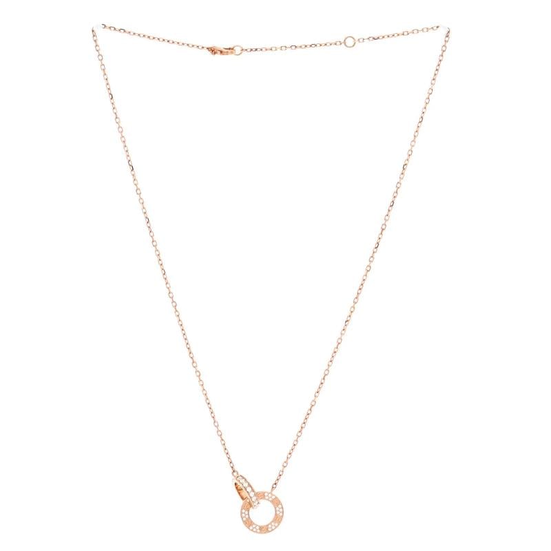 Cartier Love Interlocking Pave Necklace 18K Rose Gold and Diamonds - 2