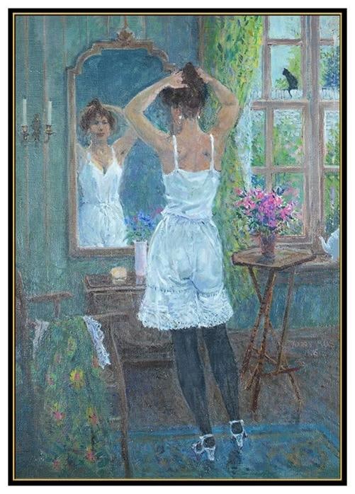 Harry Maas Original Painting Oil On Canvas Signed Framed Female Figure Artwork - 2