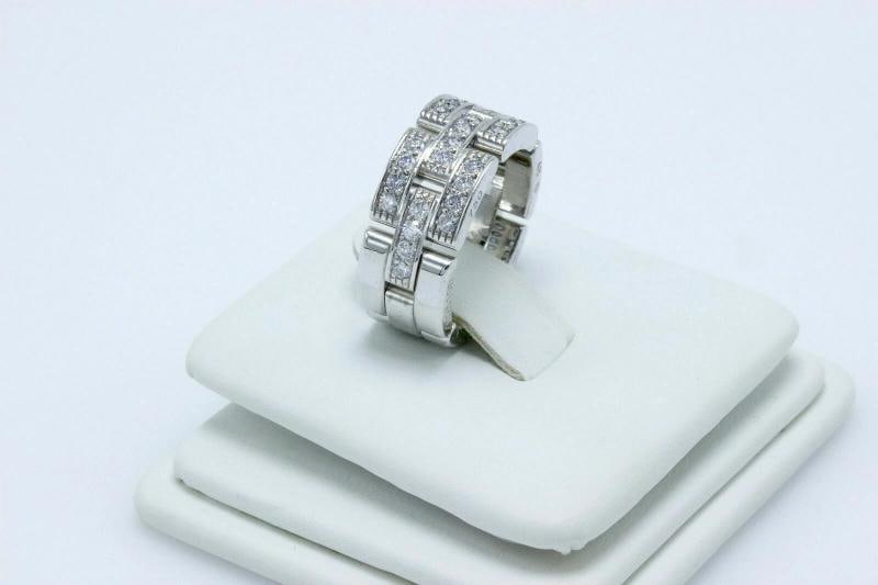 Cartier Maillon Panther 3 Row Diamond Wedding Band Ring 18k White Gold $8,750 - 11