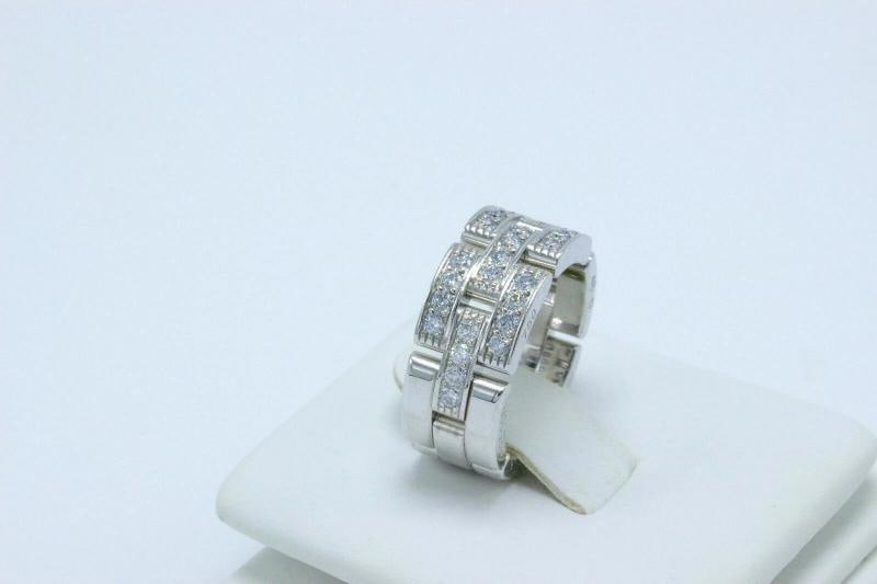 Cartier Maillon Panther 3 Row Diamond Wedding Band Ring 18k White Gold $8,750 - 12
