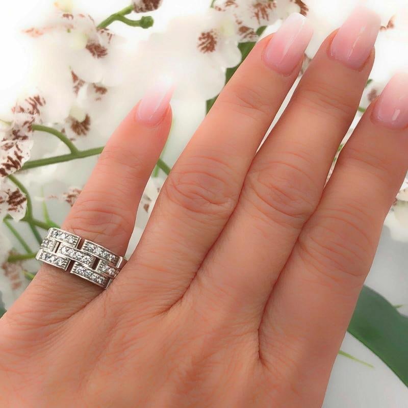 Cartier Maillon Panther 3 Row Diamond Wedding Band Ring 18k White Gold $8,750 - 3
