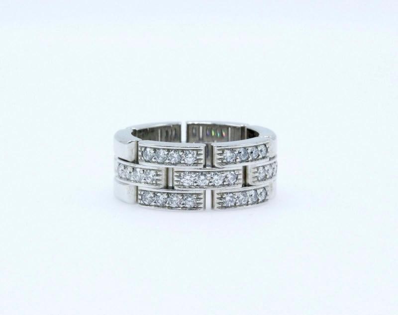 Cartier Maillon Panther 3 Row Diamond Wedding Band Ring 18k White Gold $8,750 - 5