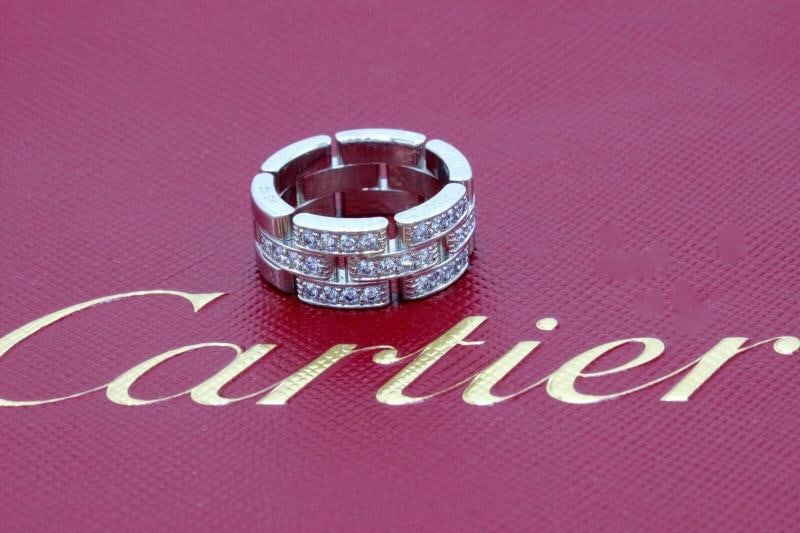 Cartier Maillon Panther 3 Row Diamond Wedding Band Ring 18k White Gold $8,750 - 6