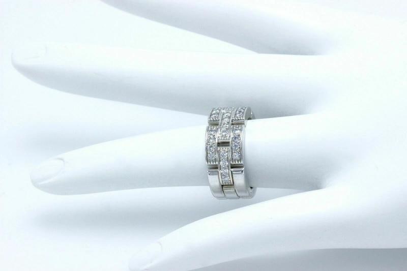 Cartier Maillon Panther 3 Row Diamond Wedding Band Ring 18k White Gold $8,750 - 8
