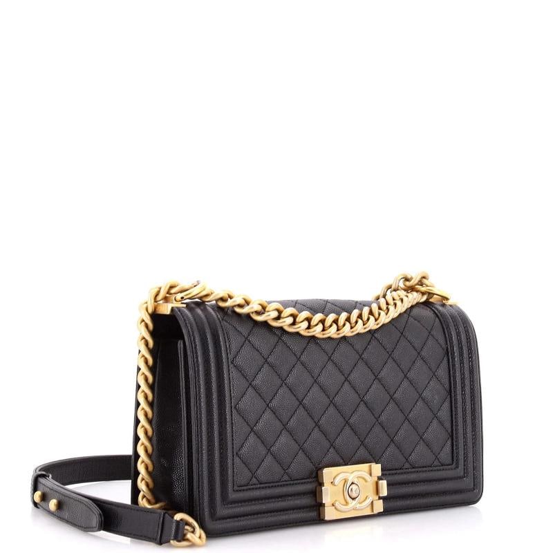 Chanel Boy Flap Bag Quilted Caviar Old Medium - 2